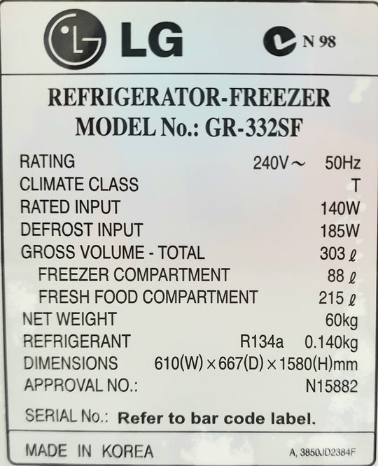 LG 303L fridge