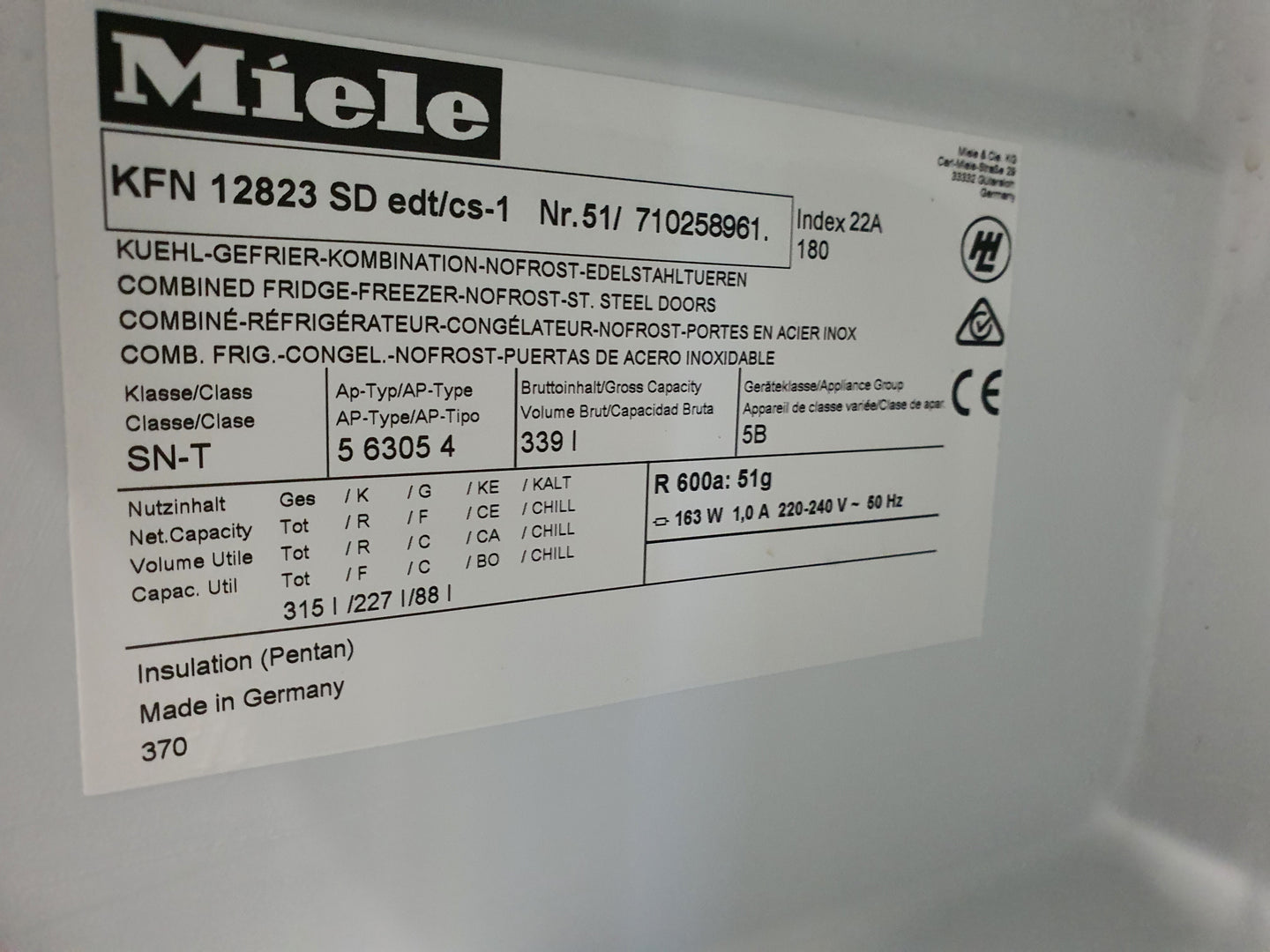 Miele 339L Refrigerator Cheap World Online