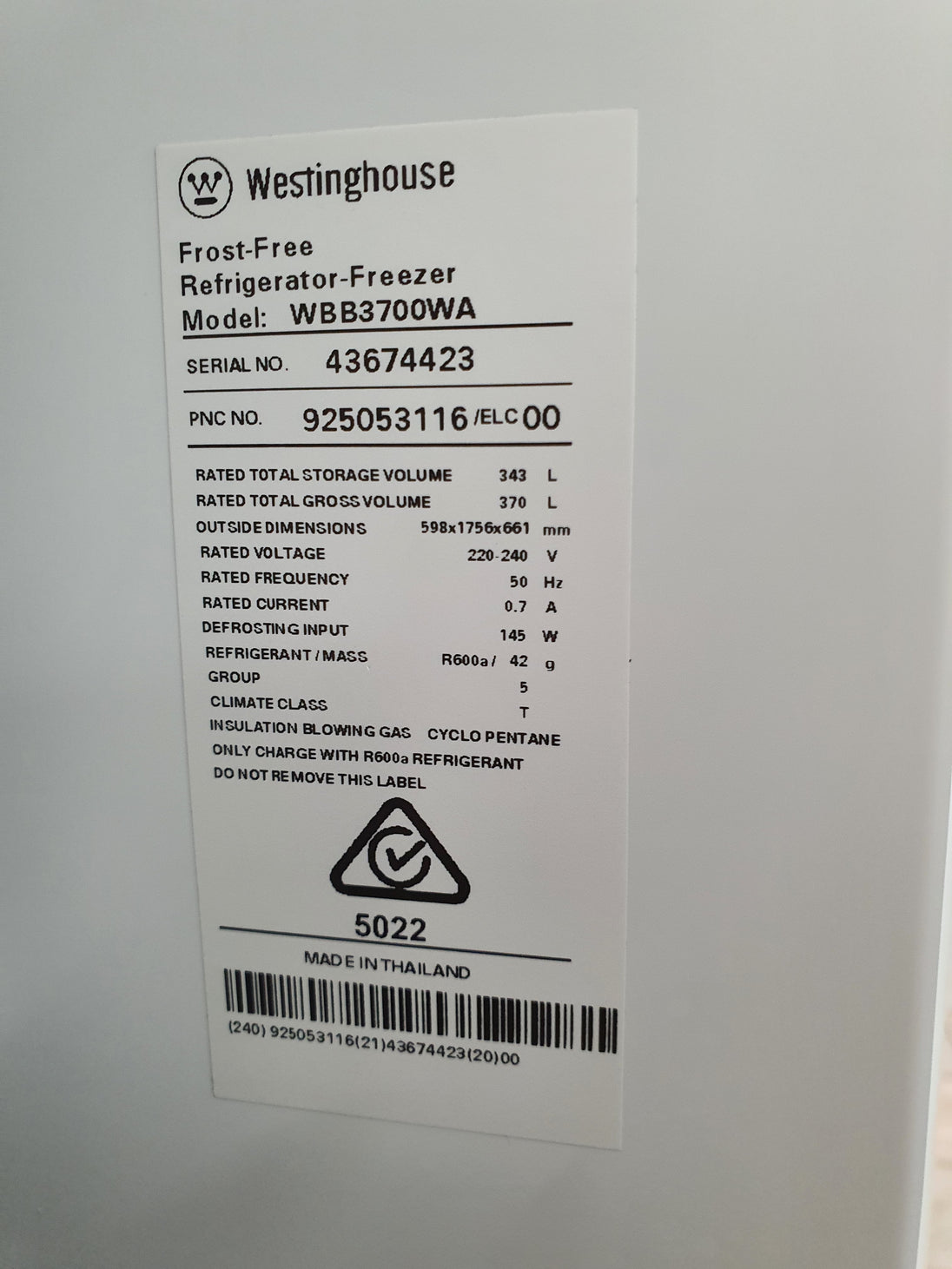 Westinghouse 370 l Refrigerator Cheap World Online