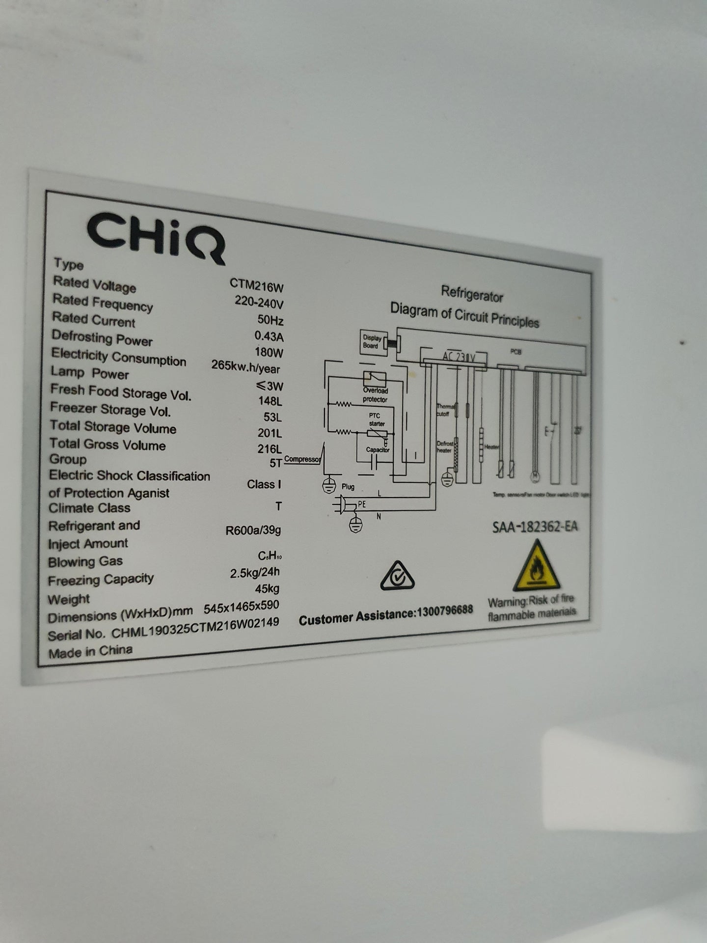 Chiq 216 l Refrigerator Cheap World Online