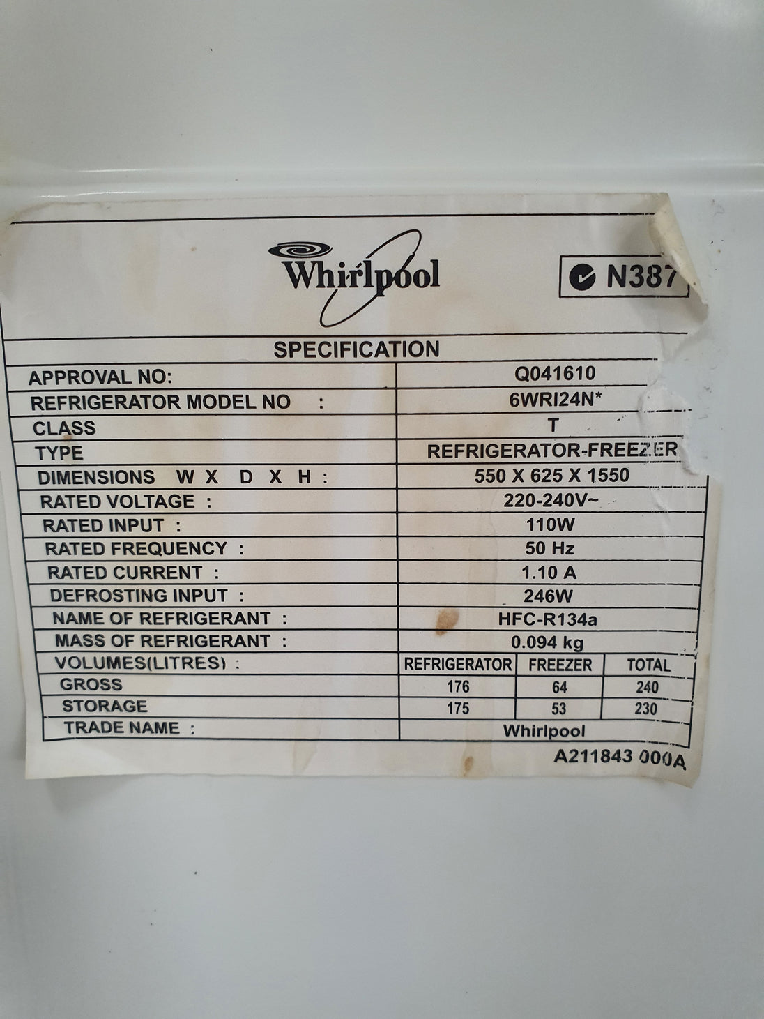 Whirlpool 240L Refrigerator Cheap World Online