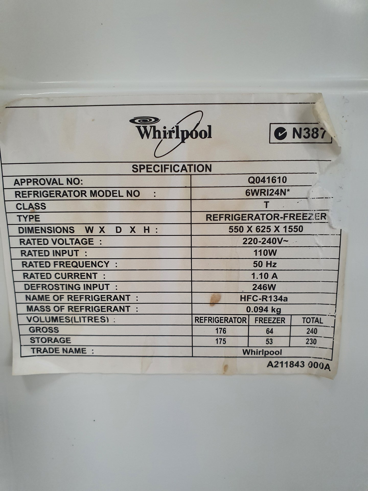 Whirlpool 240L Refrigerator Cheap World Online