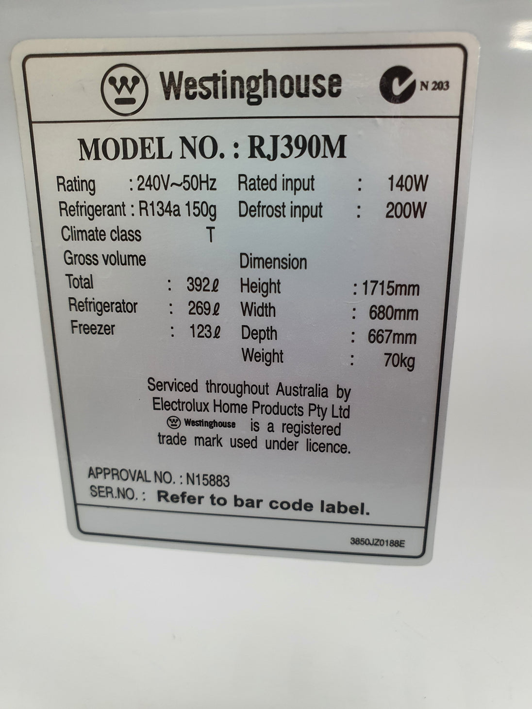 Westinghouse 392L Refrigerator Cheap World Online