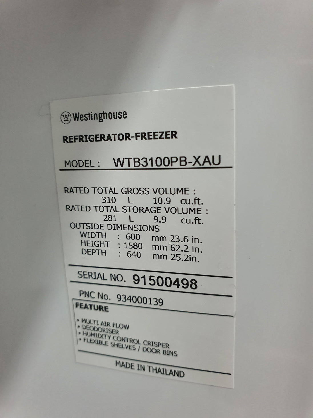 Westinghouse 310L Refrigerator Cheap World Online