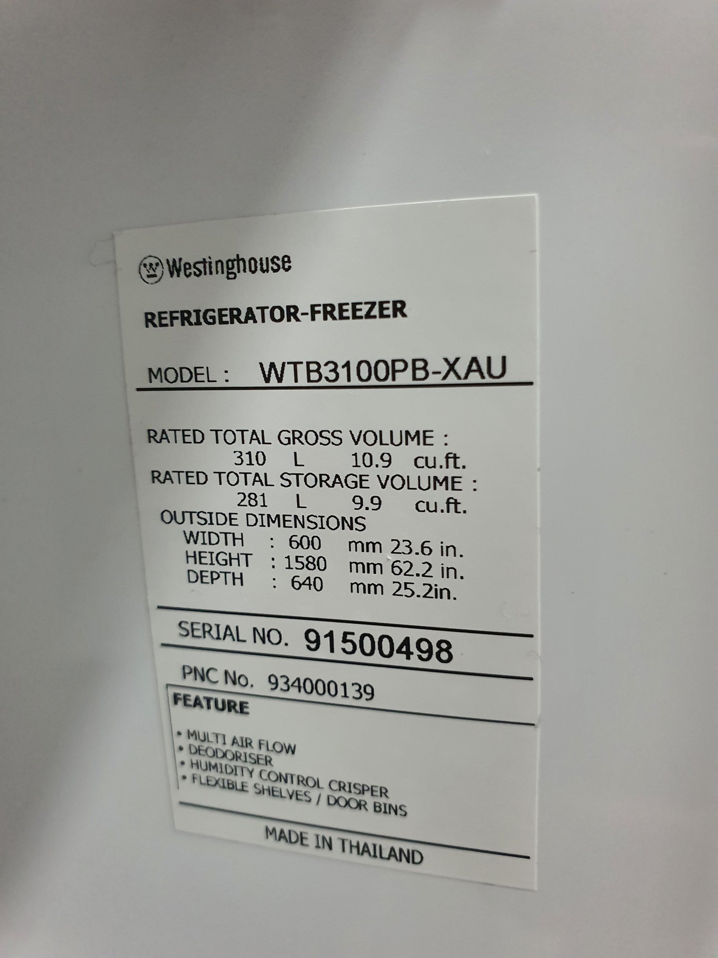 Westinghouse 310L Refrigerator Cheap World Online