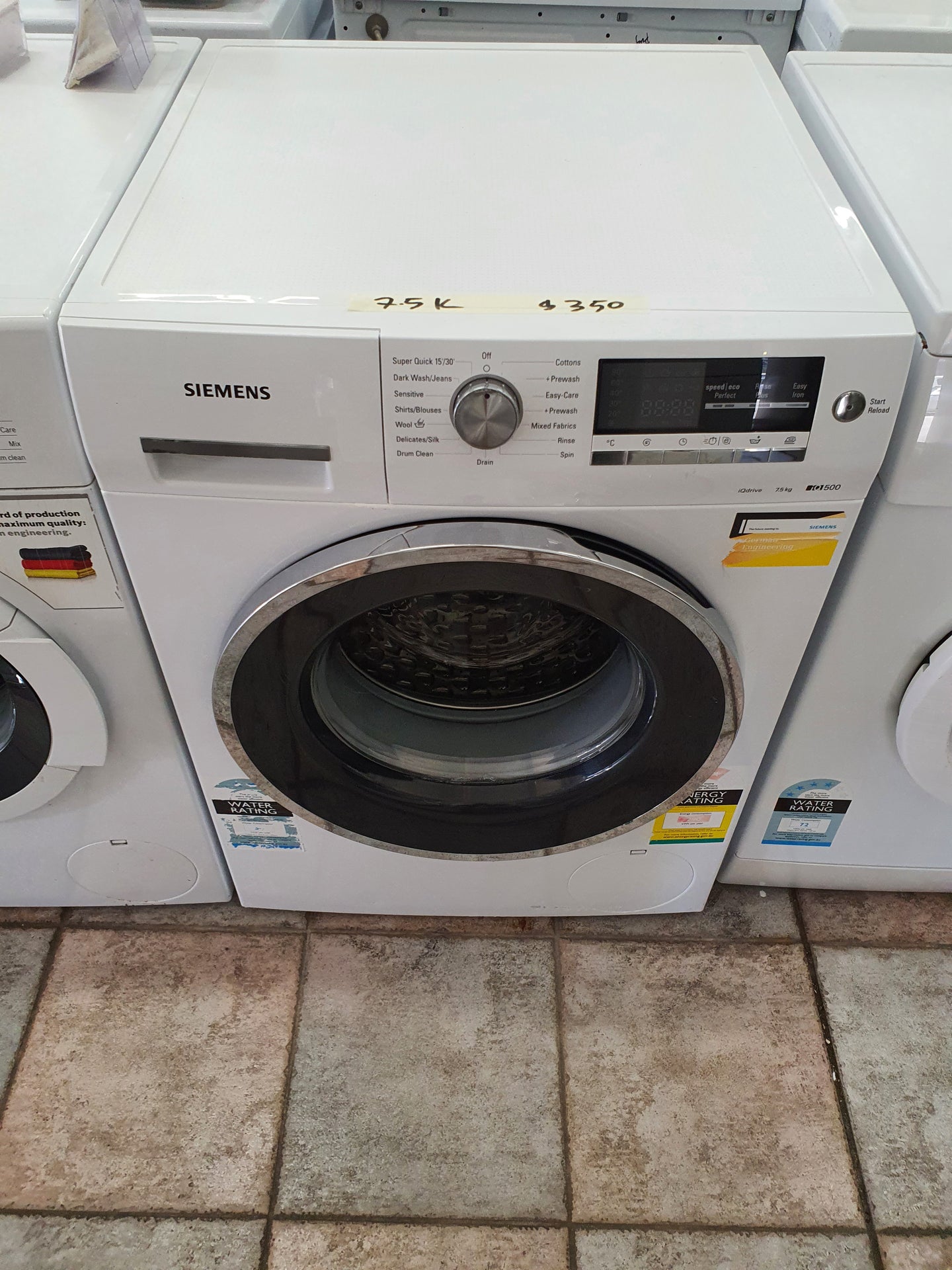 Siemens 7.5k front loader washing machine Cheap World Online