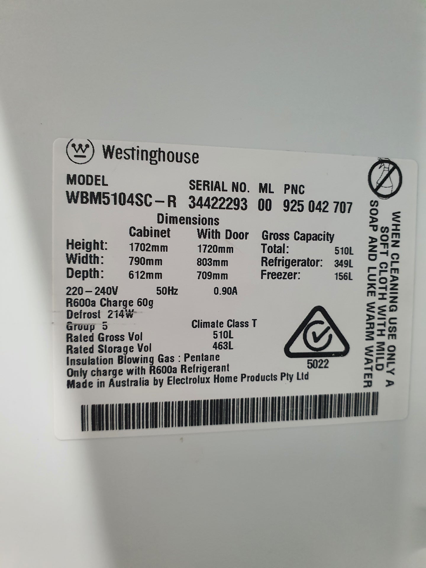 Westinghouse 510L refrigerator Cheap World Online