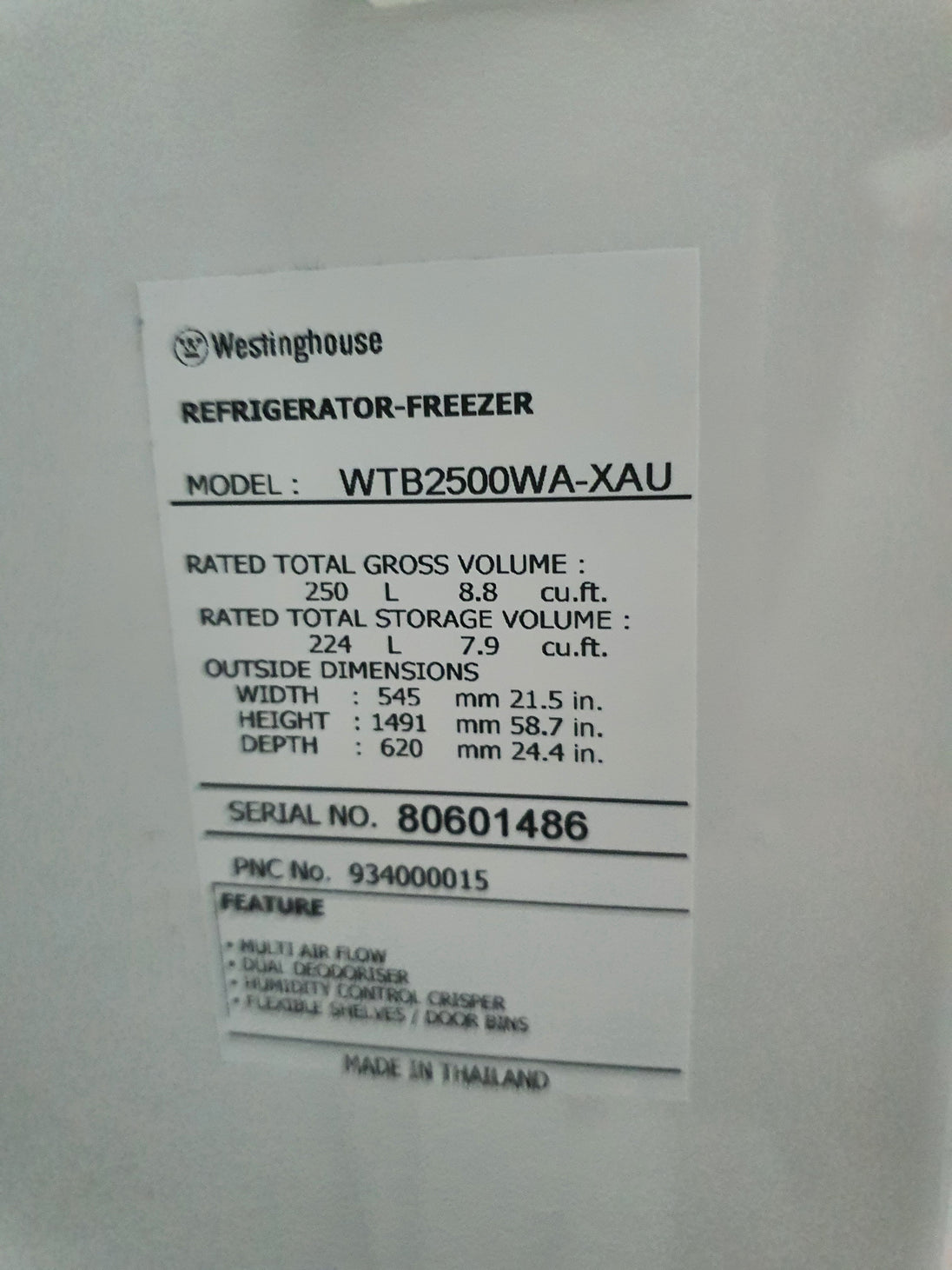 Westinghouse 250L Refrigerator Cheap World Online