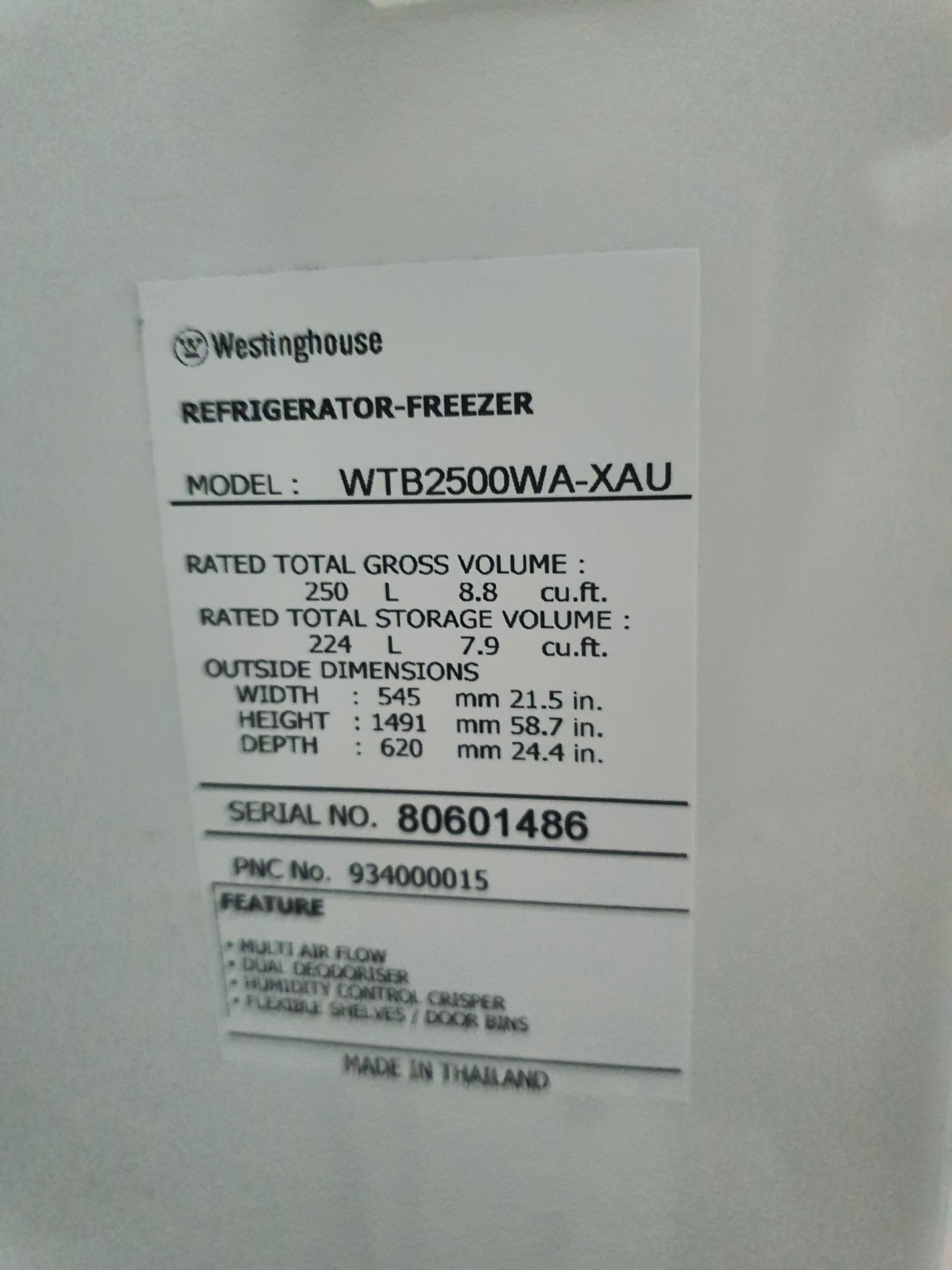 Westinghouse 250L Refrigerator Cheap World Online