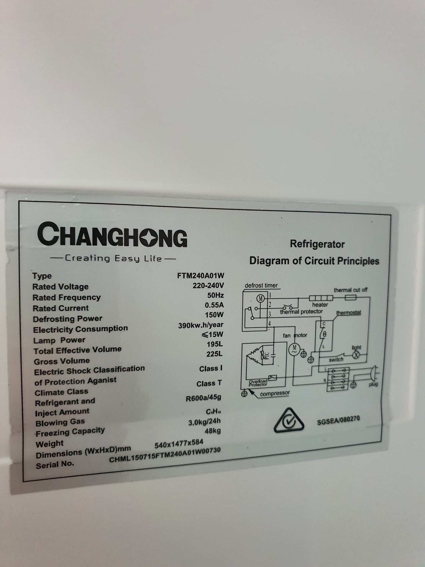 CHANGHONG 225L Refrigerator Cheap World Online