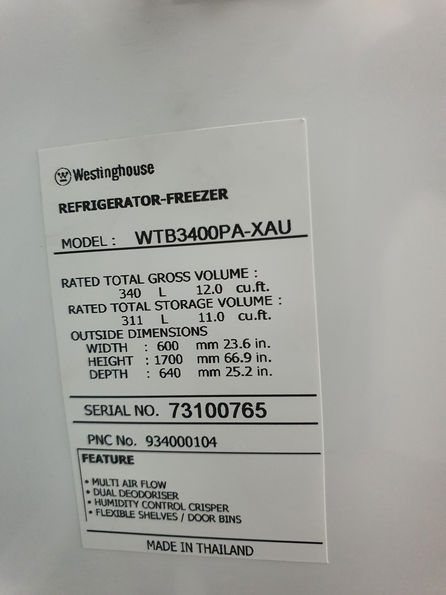 Westinghouse 340L Refrigerator Cheap World Online