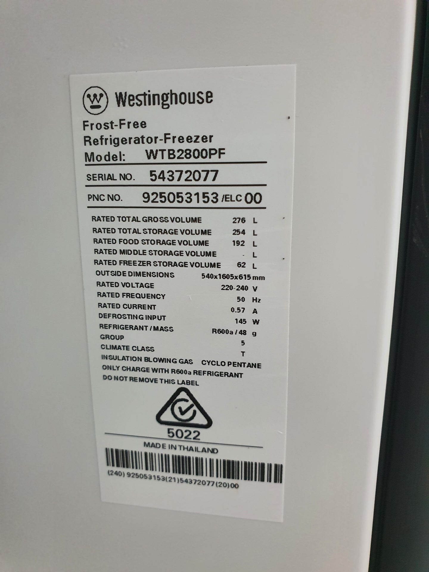 Westinghouse 276L Refrigerator Cheap World Online