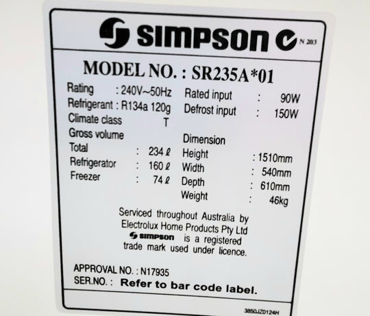 Simpson 234L Refrigerator Cheap World Online