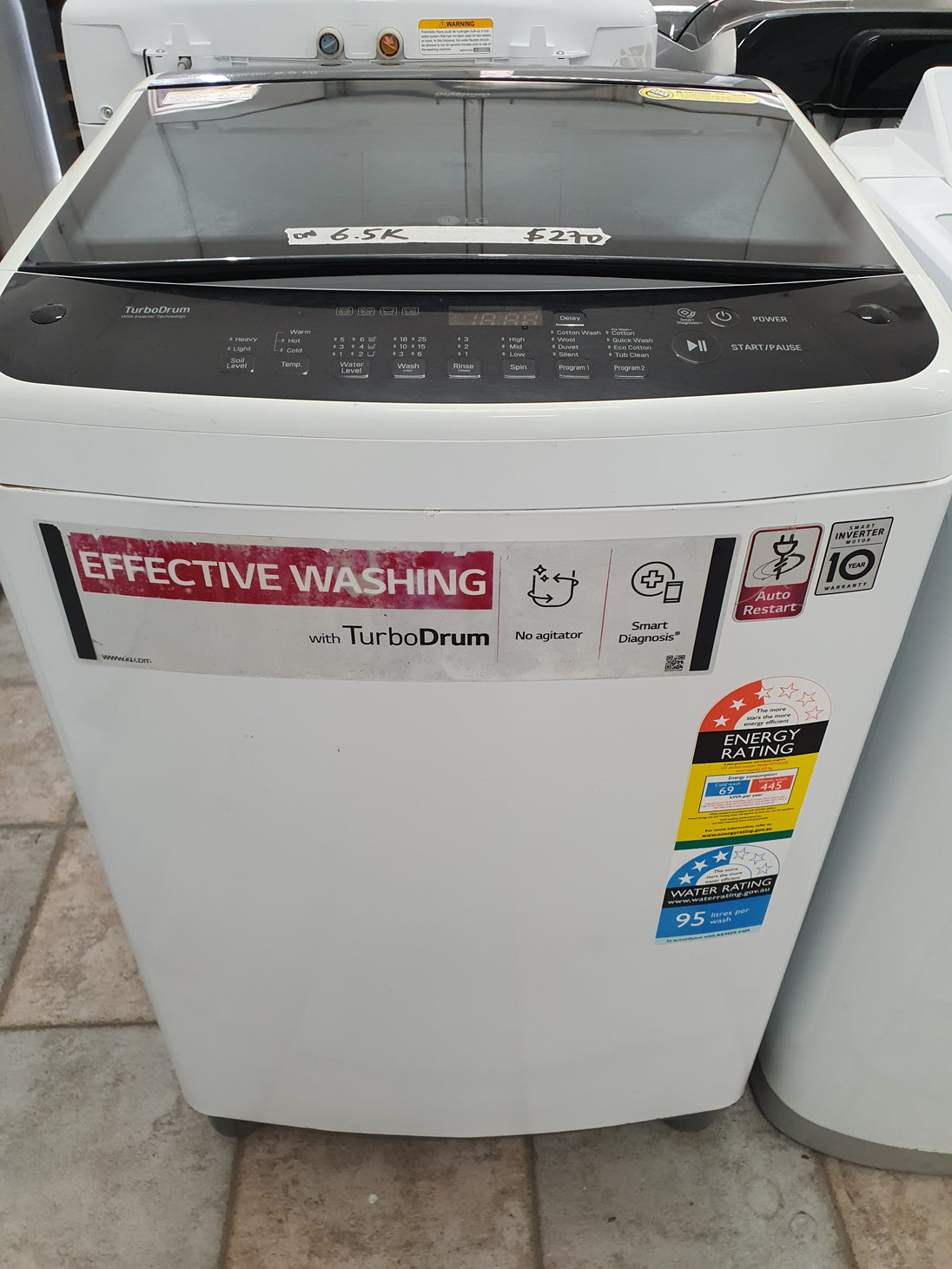 LG 6.5kg toploader washing machine Cheap World Online