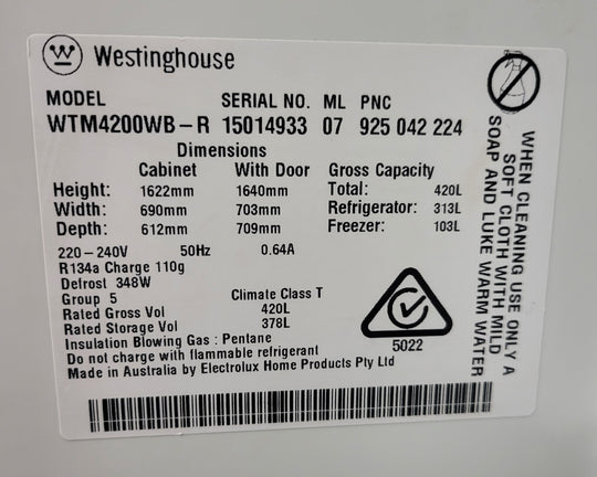 Westinghouse 420L Refrigerator Cheap World Online