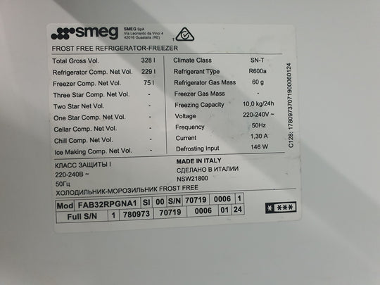 Smeg 328L Refrigerator Cheap World Online