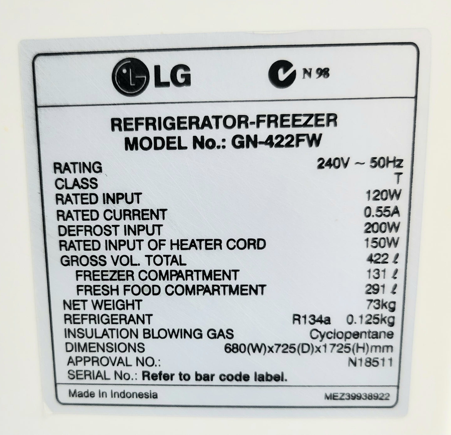 LG 422L Refrigerator Cheap World Online