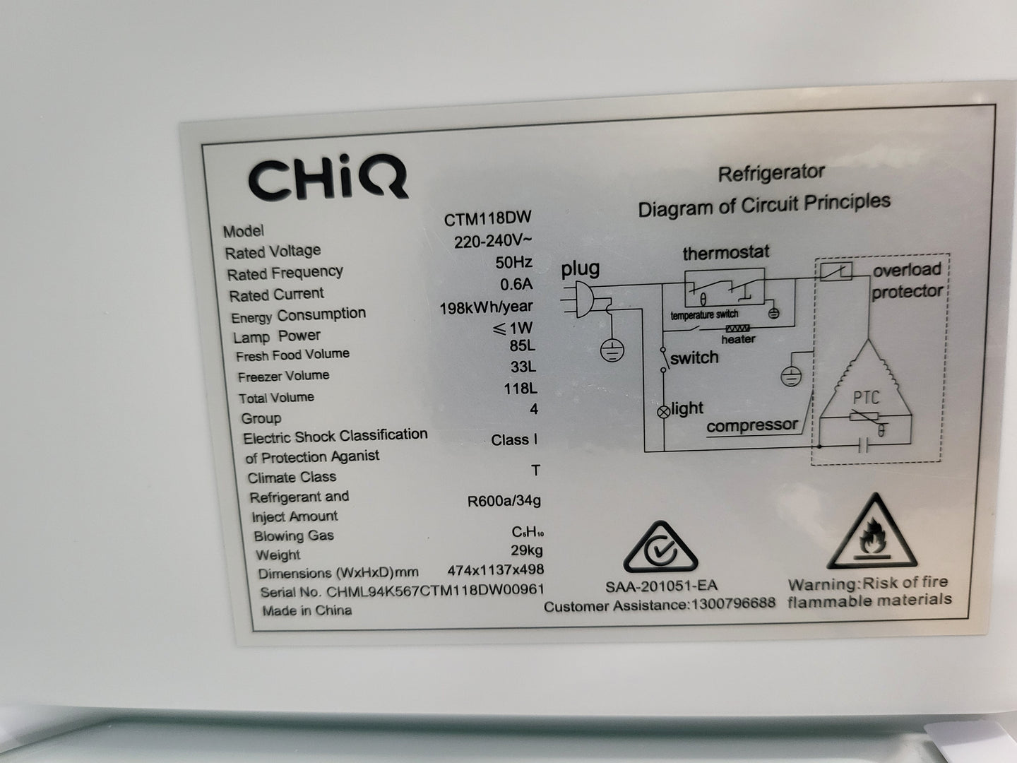 Chiq 118 L Refrigerator Cheap World Online