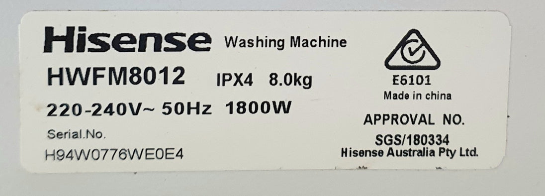 Hisense 8kg front loader washing machine Cheap World Online