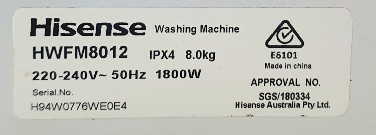 Hisense 8kg front loader washing machine Cheap World Online