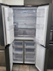 LG French Door 570L Fridge Freezer in a Matte Black finish, featuring an integrated ice and water dispenser Cheap World Online