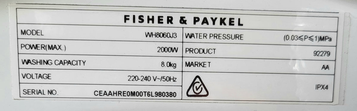 Fisher&Paykel 8 kg front loader washing machine Cheap World Online