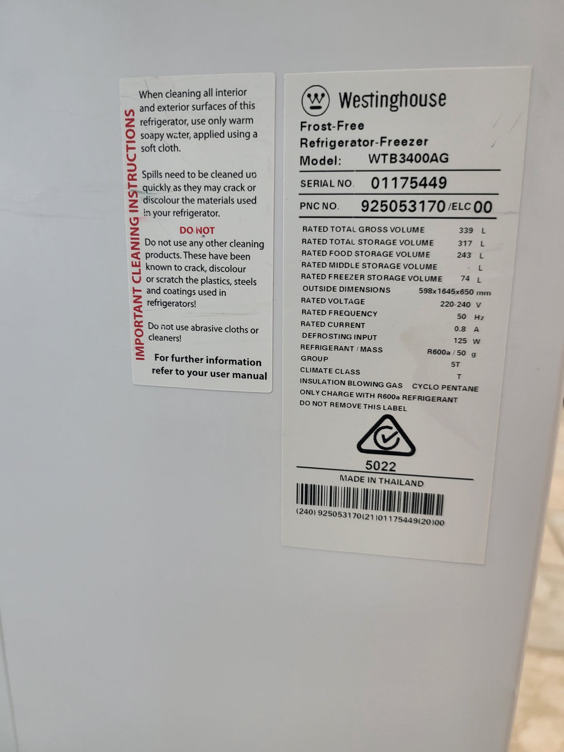 Westinghouse 339L Refrigerator Cheap World Online