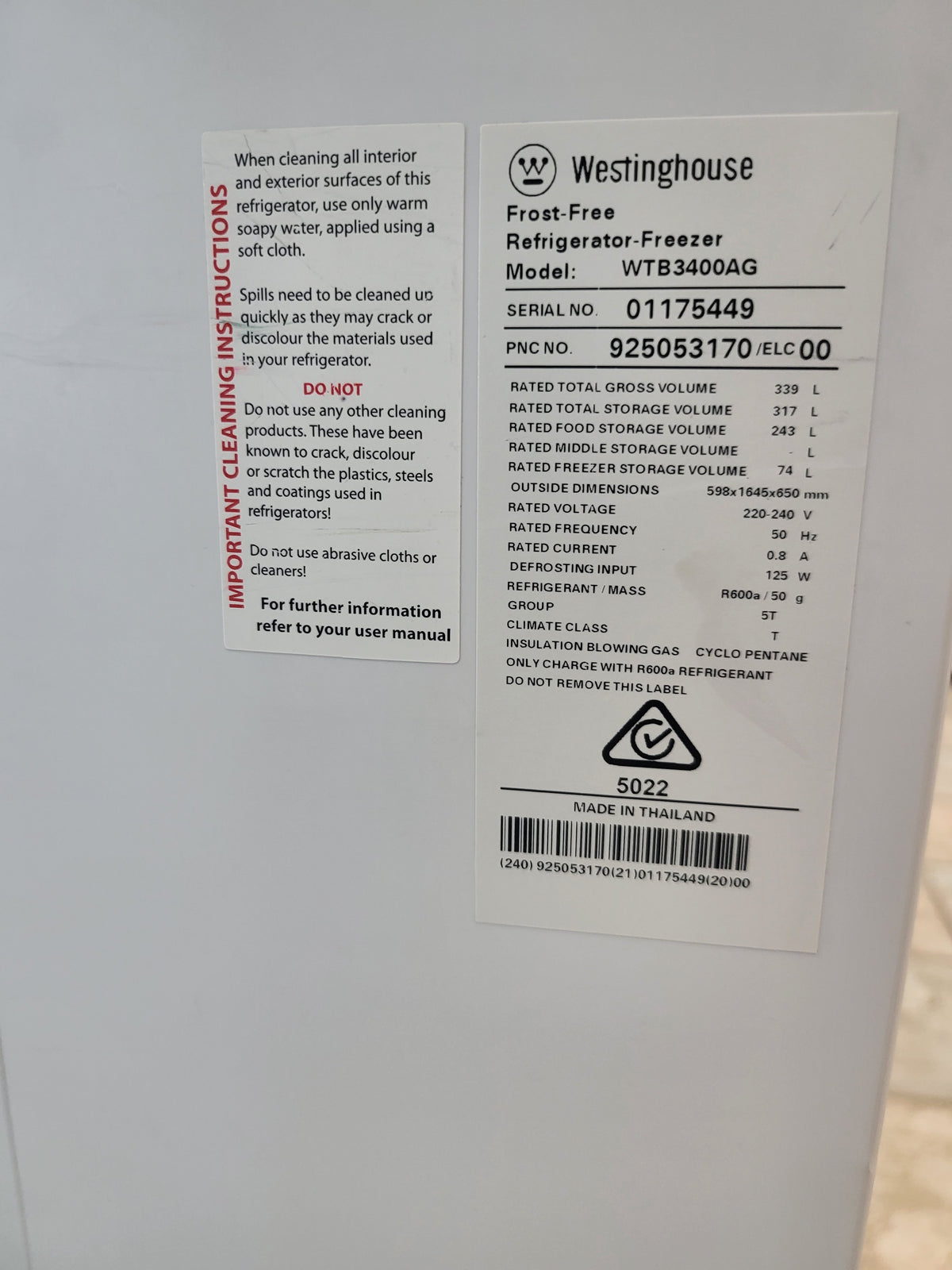Westinghouse 339L Refrigerator Cheap World Online